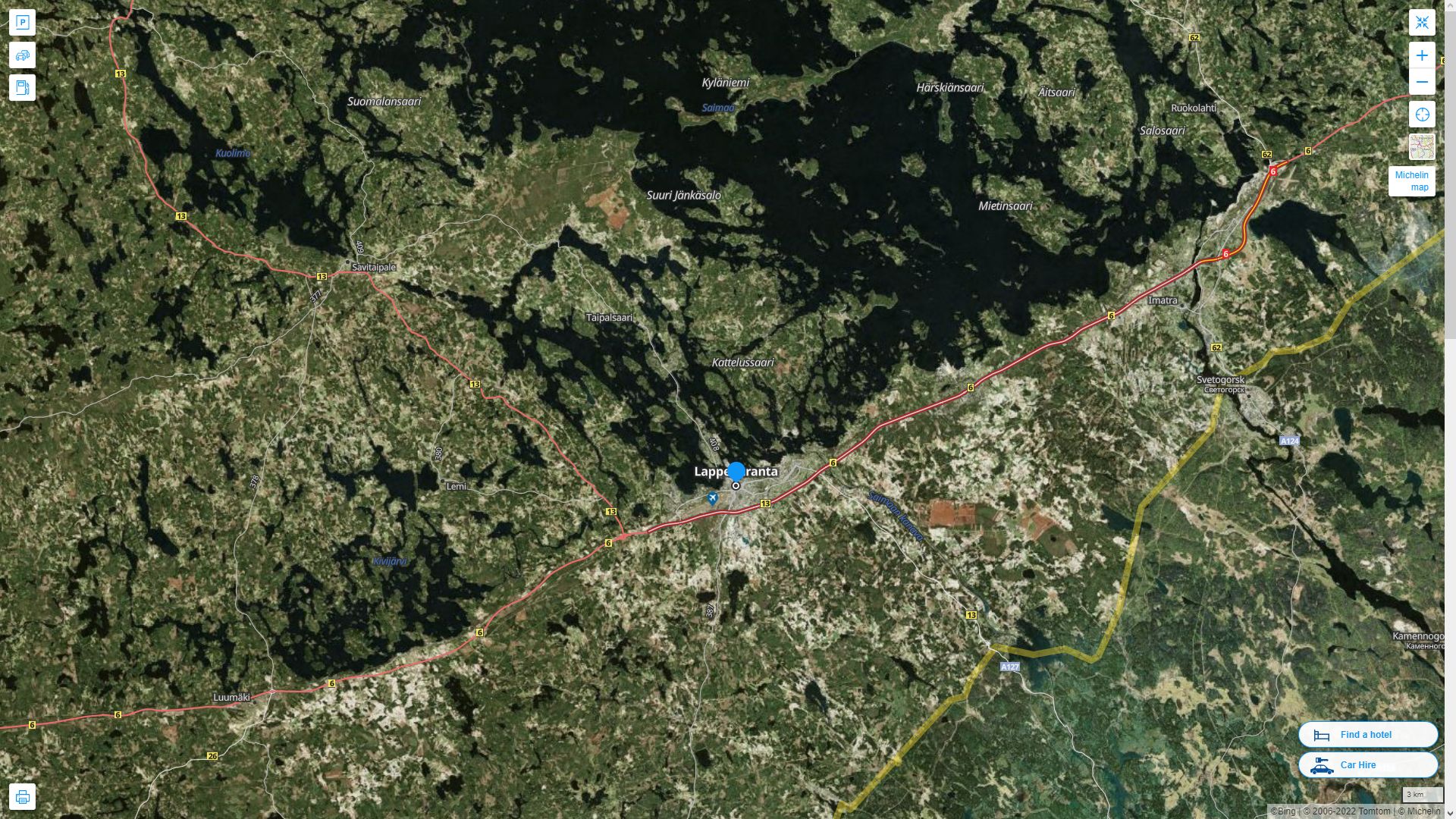 Lappeenranta Highway and Road Map with Satellite View